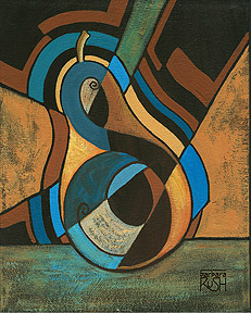 A Pear for Diego, Acrylic GeoCubist Painting